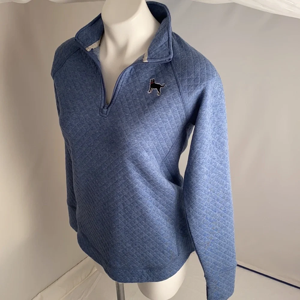 The Black Dog blue quilted quarter zip pullover sweatshirt S - Picture 2 of 12